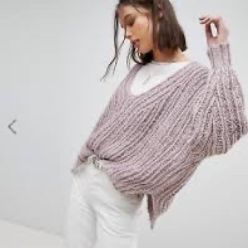 Free People Infinite V-Neck Oversized. Cableโ Knit Sweater Dusty Mauve Sz M/L
